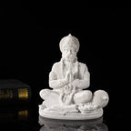 Sandstone White Hanuman Statue Hindu Monkey God Sculpture Yoga Meditation Decor