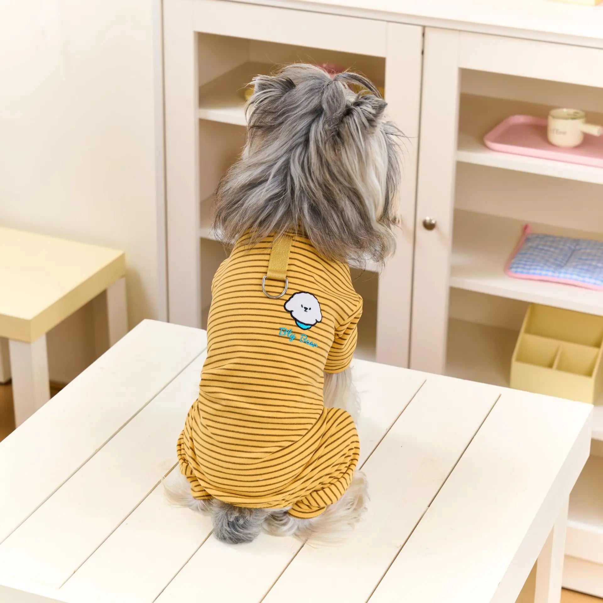 Polar Fleece Striped Bodysuit 4-Legged Winter Pajamas Small Medium Dogs