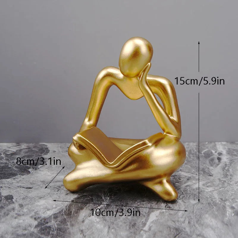 Nordic Abstract Reading Book Statue Resin Figurine Office Desktop Handmade Crafts