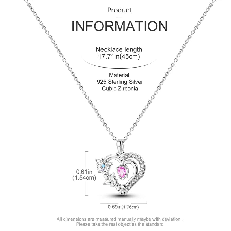 925 Sterling Silver Luminous Firefly Heart Shaped Zircon Pendant Necklace For Women Fashion Anniversary Birthday Jewelry Gifts