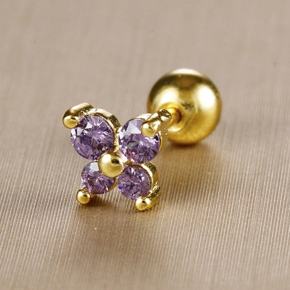 1PC Stainless Steel Birthstone Mini Stud Earrings 12 Constellation