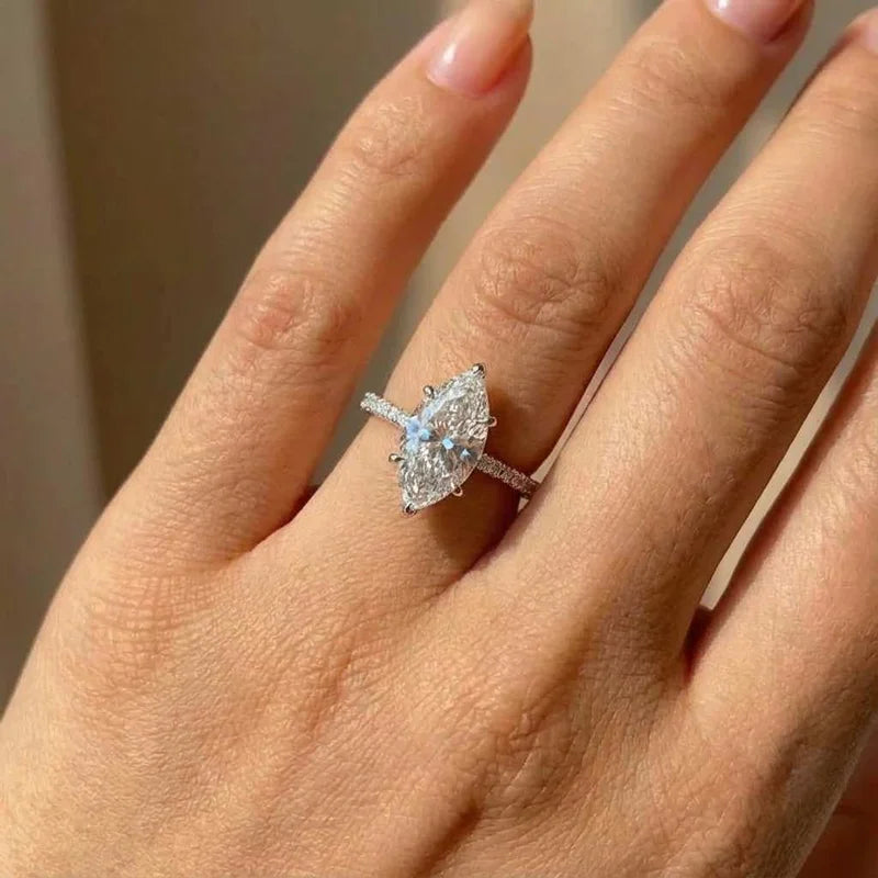 925 Sterling Silver Fashion Classic Marquise Zircon Ring Engagement Wedding Luxury Hot Sales