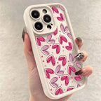 Pink Heart-Shaped Silicone Case for iPhone 17 16 15 14 13 12 11 Pro Max XR