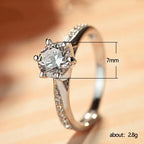 925 Sterling Silver Luxury Classic Six Claw Ring Simple Imitation Diamond Engagement Wedding Gift