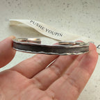 100% Solid 925 Sterling Silver Metal Bracelet for Women Men Vintage Black Stone Letters Handmade Simple Birthday Gift