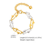 Two Tone Chain Bracelet for Women, Chunky Mixed Metal Link, Stainless Steel Waterproof Jewelry, Stylish Adjustable Wristband