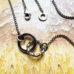 Skull Circle Black Stone Necklace 925 Sterling Silver Vintage Jewellery