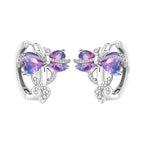 925 Sterling Silver Vine Love Black Zirconia Hoop Earrings Trendy Jewellery