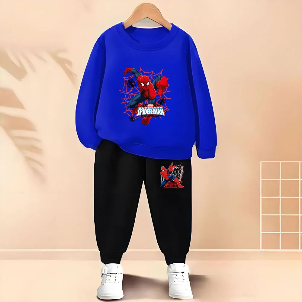 Boys Cartoon Print Pullover and Trousers 2-Piece Thin Casual Tracksuit