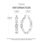 925 Sterling Silver Square Chain Stone Inlaid Hoop Earrings Trendy Jewellery