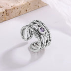 925 Sterling Silver Retro Irregular Adjustable Ring Couple Engagement Luxury Accessory