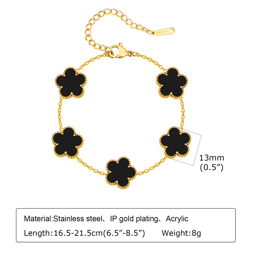 Cubic Zirconia Floral Bracelet for Women18k Gold Plated Link Statement Jewelry