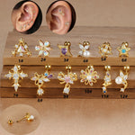 1PC Stainless Steel Mini Zircon Cross Stud Earrings Gold Helix Tragus