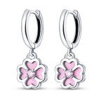 925 Sterling Silver Blue Iris Flower Drop Earrings Anniversary Jewellery Gift