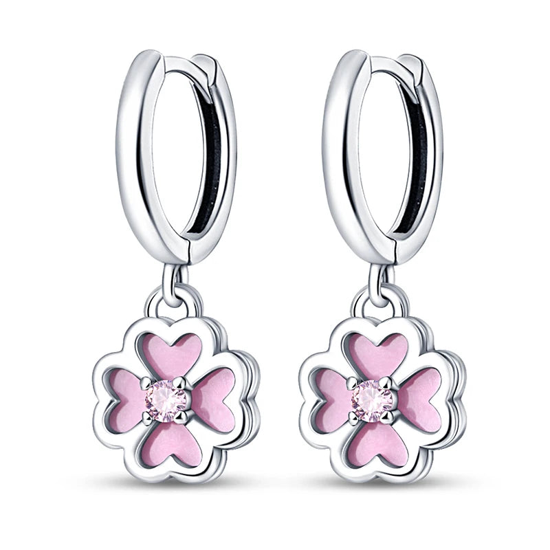 925 Sterling Silver Blue Iris Flower Drop Earrings Anniversary Jewellery Gift