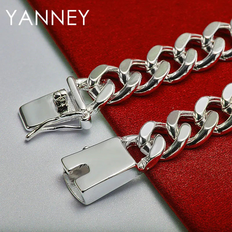 925 Sterling Silver 8-inch 10mm Cuban Chain Bracelet Men Women Hip Hop Gift