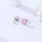 925 Sterling Silver Romantic Pink Love Heart Stud Earrings Birthday Gift