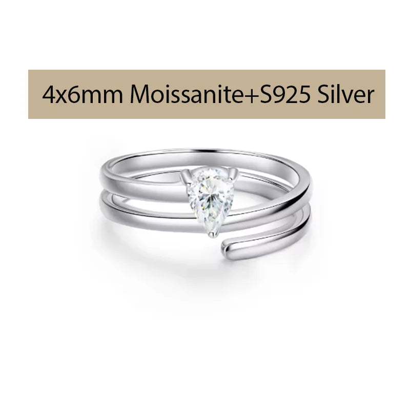 Full Moissanite Diamond Wedding Ring 18K White Gold Plated 925 Silver Band