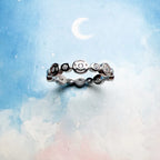 White Stone Circles Ring 925 Sterling Silver Spring Trendy Jewellery Women