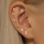 1PC Stainless Steel Star Moon Cartilage Piercing 18K Gold Plated