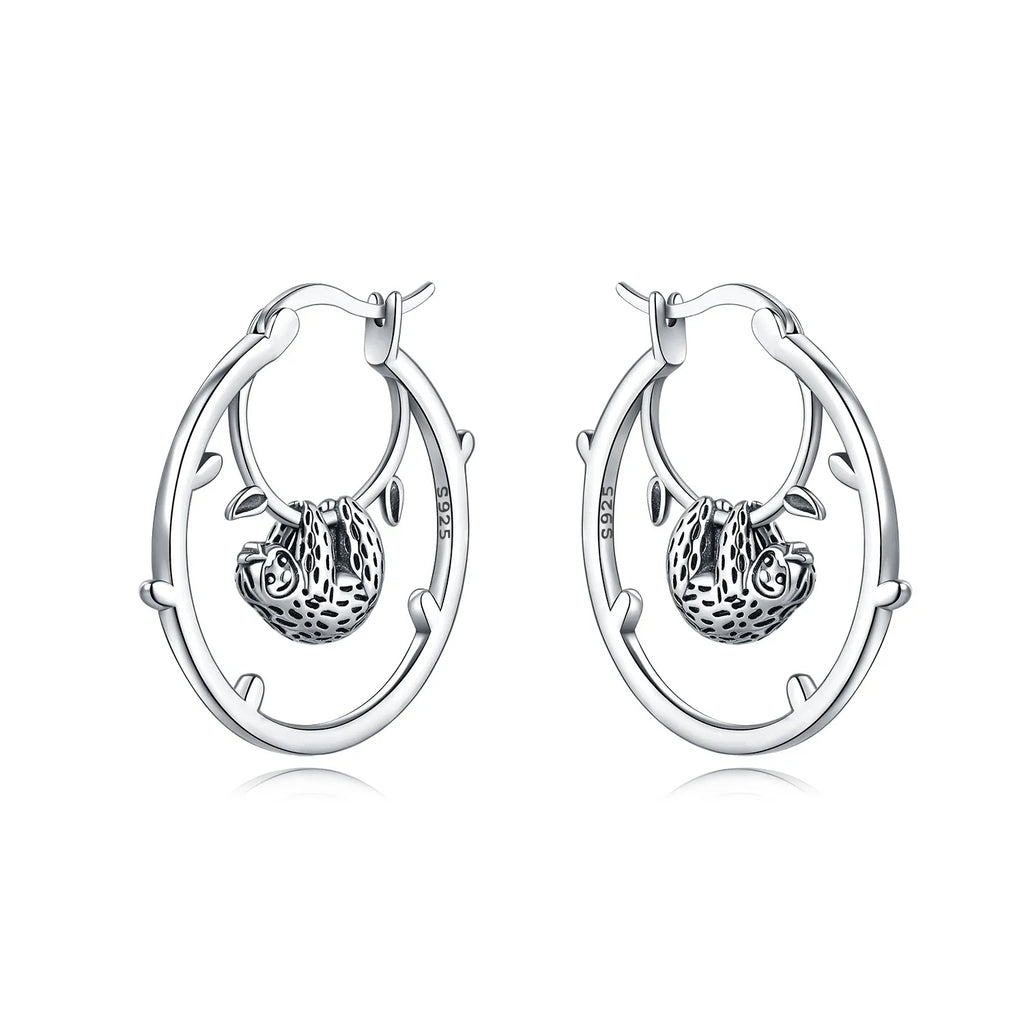 925 Sterling Silver Double Layer Pet Paw Print Drop Earrings Fashion Gift