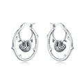 925 Sterling Silver Double Layer Pet Paw Print Drop Earrings Fashion Gift