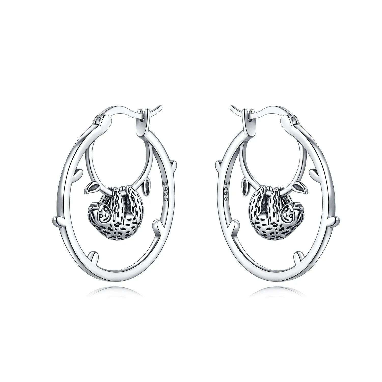 925 Sterling Silver Double Layer Pet Paw Print Drop Earrings Fashion Gift