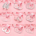 925 Sterling Silver Heart & Round Hoop Earrings Women Charm Party Jewellery