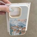 Skiing Town Winter Lychee Case for iPhone 17 16 15 14 13 Pro Max
