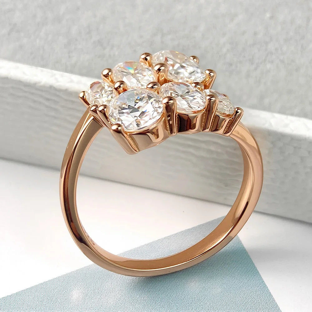 Full Moissanite Diamond Wedding Ring 18K White Gold Plated 925 Silver Band