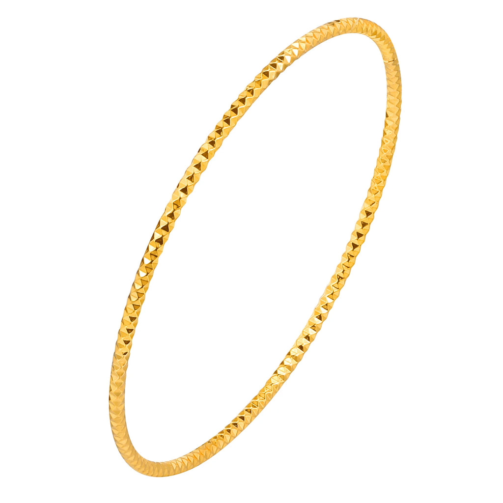 Women Bangle Bracelet Stainless Steel, 18k Gold Plated 2mm Stackable Glossy Thin Jewelry
