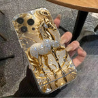 Golden Horse Diamond Print Case for Samsung Galaxy S25 S24 Ultra S23 FE A56