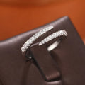 925 Sterling Silver Trendy Circle Finger Ring Dazzling CZ Adjustable Stackable Accessory