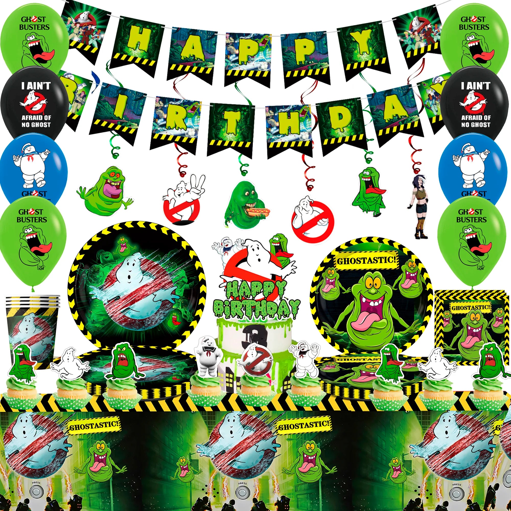 73pc Ghostbusters Birthday Party Supplies Banner Cake Topper - Ship from UK