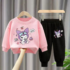 Sanrio Kuromi Girls Sweatshirt and Trousers 2-Piece Set Casual Tracksuit