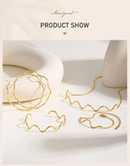 Waterproof Wave Bracelet for Women , Adjustable Stainless Steel  Chain Gold Plated, Beach Ocean Hypoallergenic Jewelry Gift