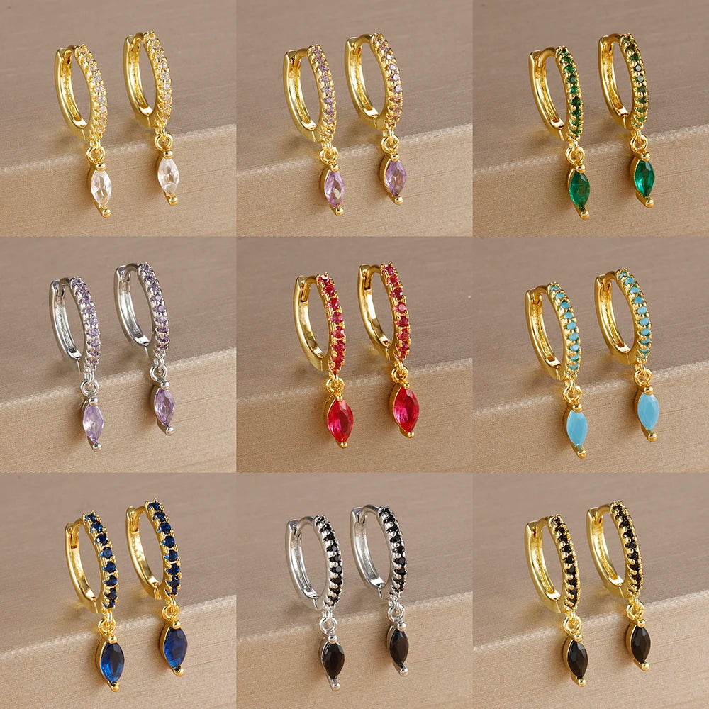 Luxury Cubic Zirconia Stainless Steel Gold Colour Horse Eye Earrings