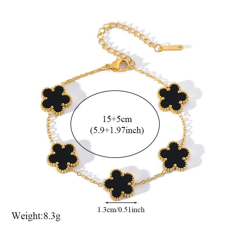 Reversible Heart Stainless Steel Charm Bracelet 18K Gold Plated Waterproof