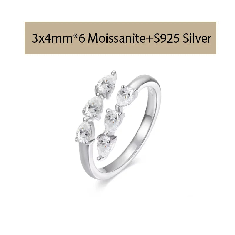Full Moissanite Diamond Wedding Ring 18K White Gold Plated 925 Silver Band