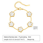 Cubic Zirconia Floral Bracelet for Women18k Gold Plated Link Statement Jewelry