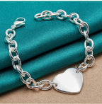 Heart Brand Pendant Bracelet 925 Sterling Silver Women Wedding Engagement
