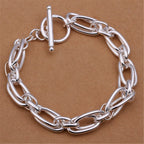 Square Solid Chain Bracelet 925 Sterling Silver Men Women Party Fashion Gift