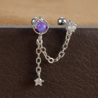 New Double Ear Studs Tassel Chain Hanging Earrings Flower Butterfly