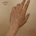 925 Sterling Silver Heart Petal CZ Zircon Minimalism Hand Chain Bracelet