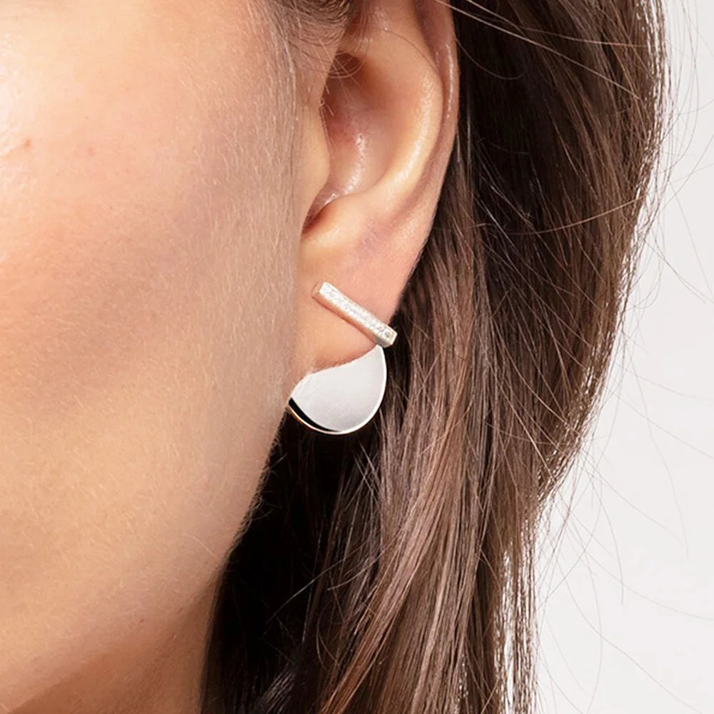 Together Forever Round Disc Necklace & Earring Set 925 Sterling Silver Gift