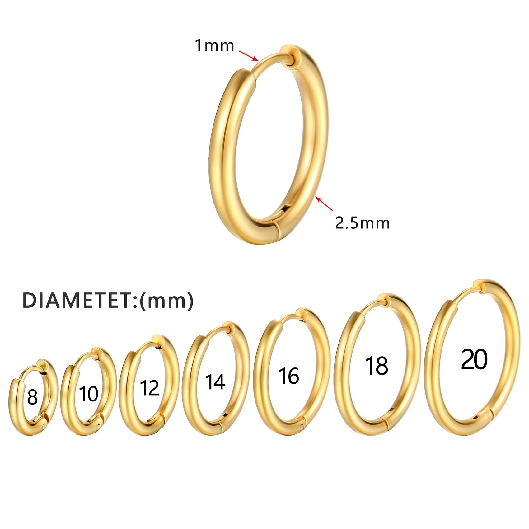 1Pairs/2Pcs Small Hoop Earrings Women Men Gold Silver Anti-allergy