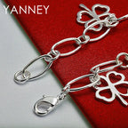 925 Sterling Silver Four-Leaf Clover Bracelet Women Party Jewellery Gift