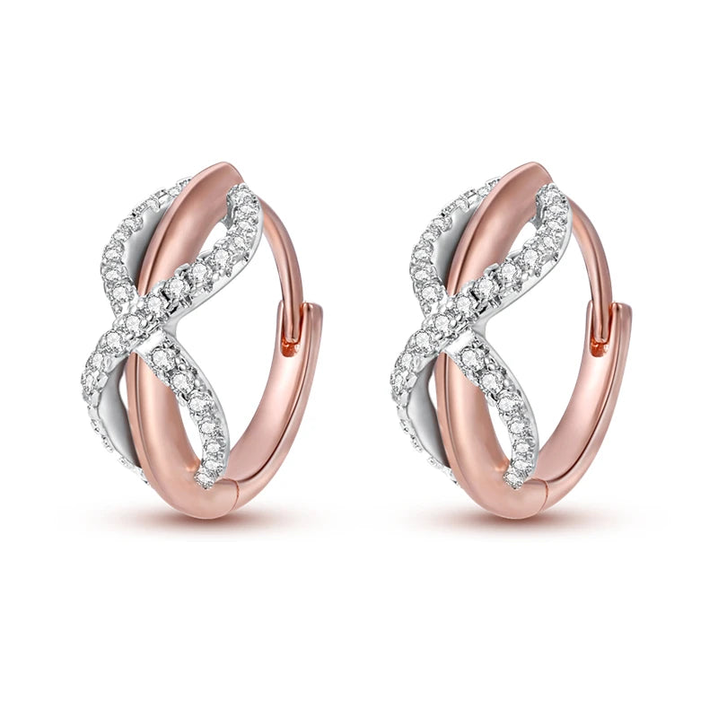 925 Sterling Silver Simple Love Heart Zircon Circle Hoop Earrings Jewellery