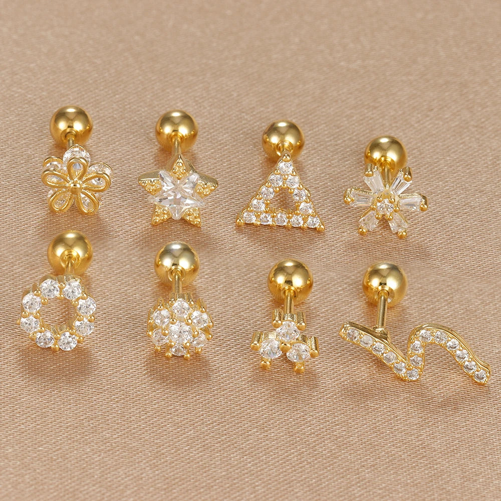 1pc Cartilage Ear Piercing Stud Women Surgical Steel Flat Back
