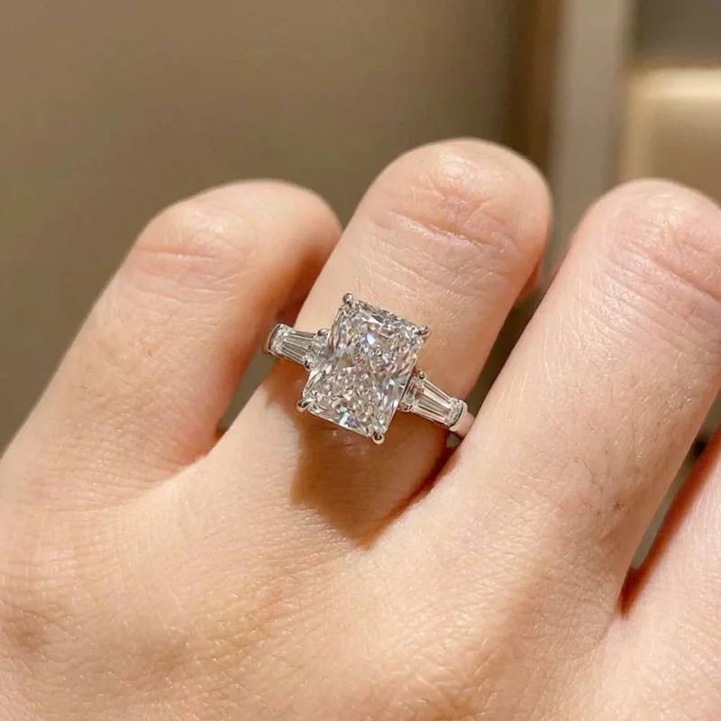 925 Sterling Silver AAA White Cubic Zirconia Finger Rings for Women Wedding Engagement Party Rings Fashion Jewelry Gift